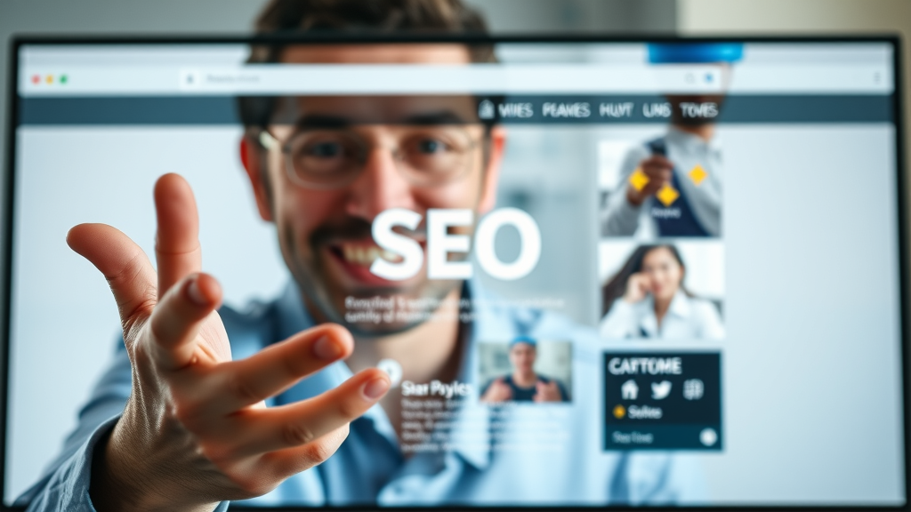 dynamic website interface highlighting seo content optimization features