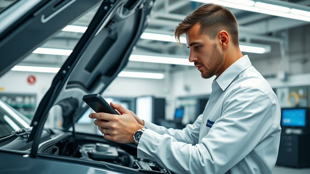 Technician uses digital tools for transparent and smooth insurance claims process