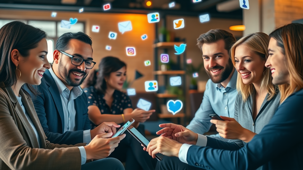 SEO professionals networking and using social media for link building outreach