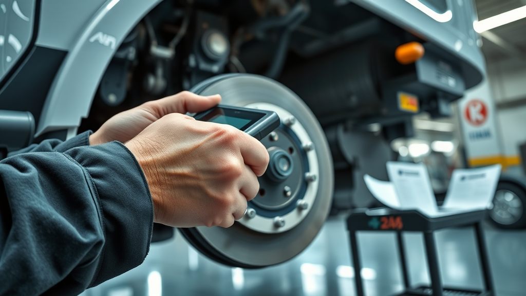 Technician uses diagnostic tool during DOT inspection specials