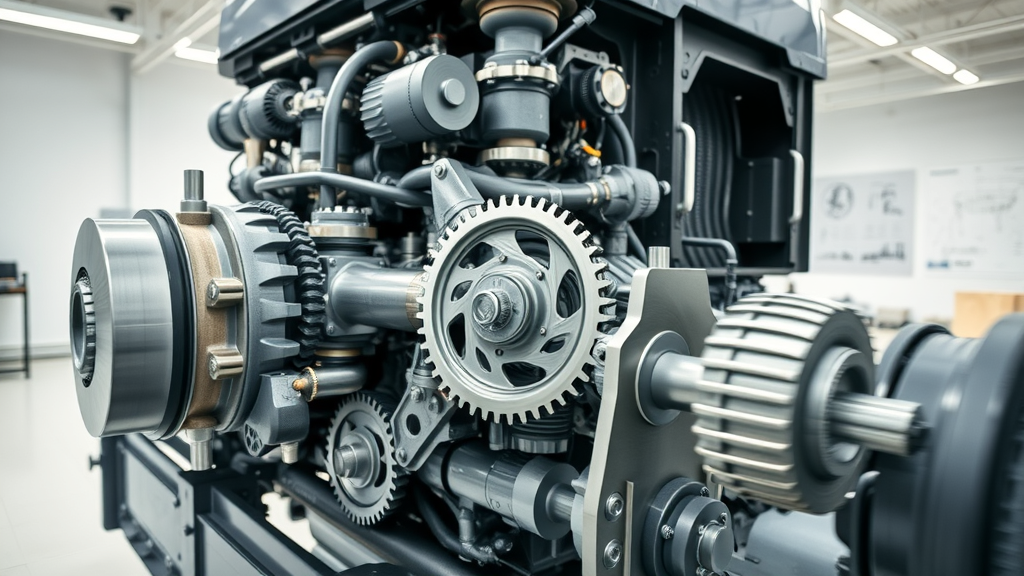 Truck engine and driveline repair assembly with gears and driveshaft in harmony
