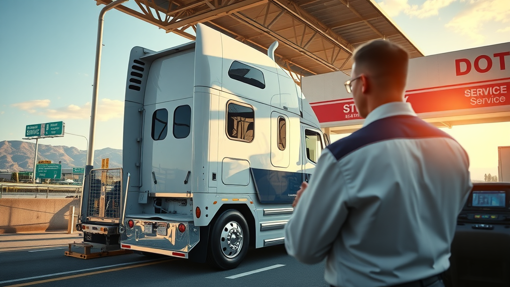 Semi-truck receives DOT inspection special at California roadside inspection station