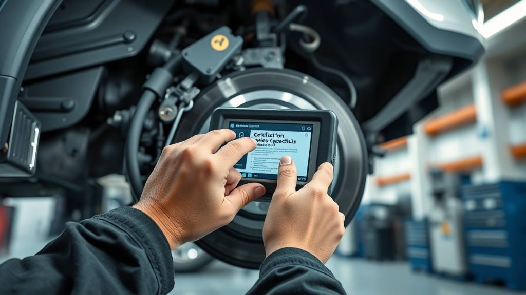 Certified technician uses scanner for DOT inspection special under truck chassis