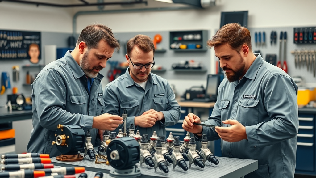 Technicians performing fuel system services diagnostic checks