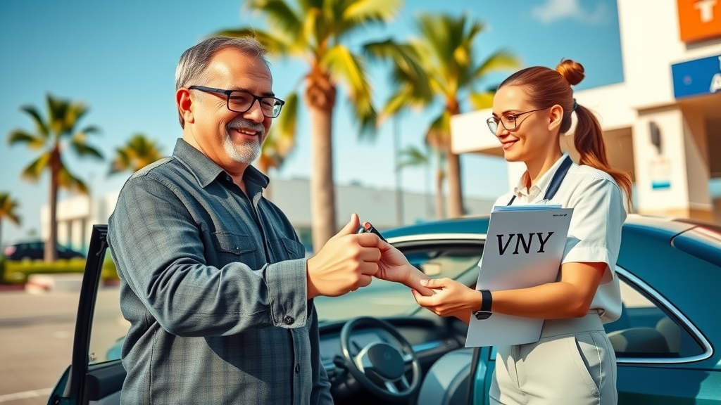Receiving keys after florida dmv rebuilt services inspection in Florida
